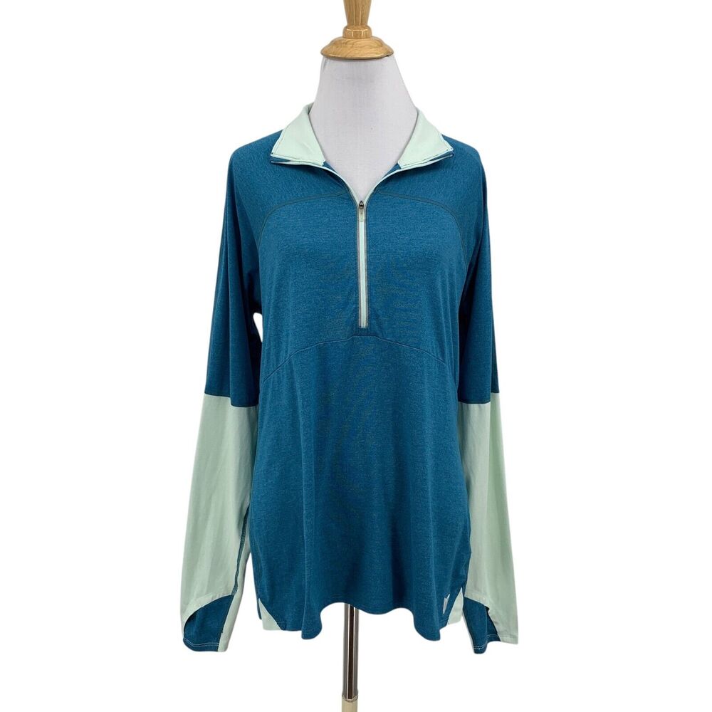 Korsa Shirt Womens XL Extra Large Multi Static Run Sports Half Zip Thumbholes